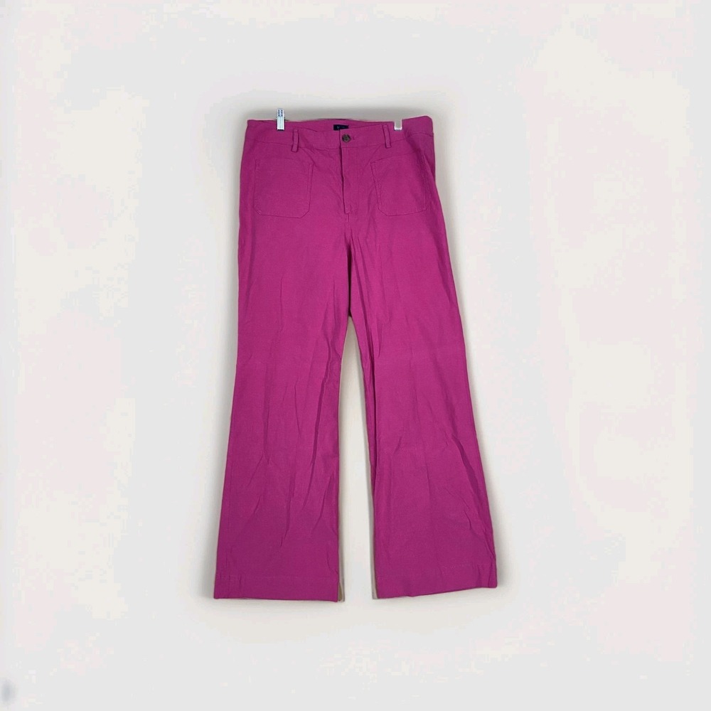 J Crew Pants Womens 32T Pink Linen Blend Stretch Chino Sailor Patch Pockets